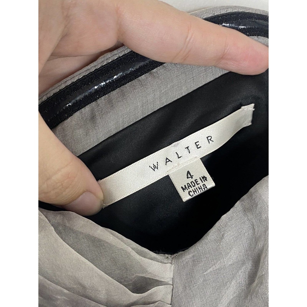 Walter Intermix Anthropologie Silk Chiffon Charcoal Gray Tie Dye Mini Dress Sz 4 - Picture 4 of 5